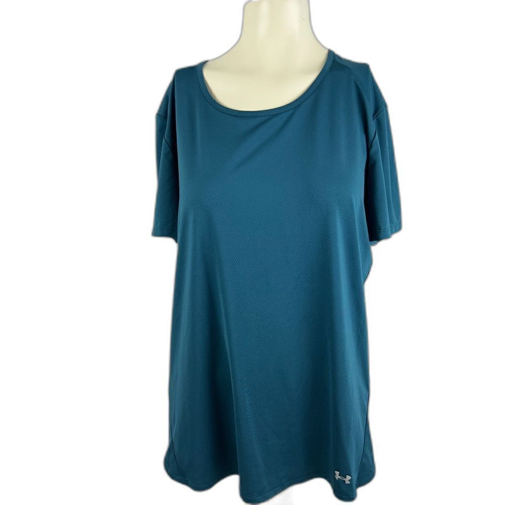 Under Armour Womens Short Sleeve Round Neck Heat Gear Tshirt Top Blue Size XL